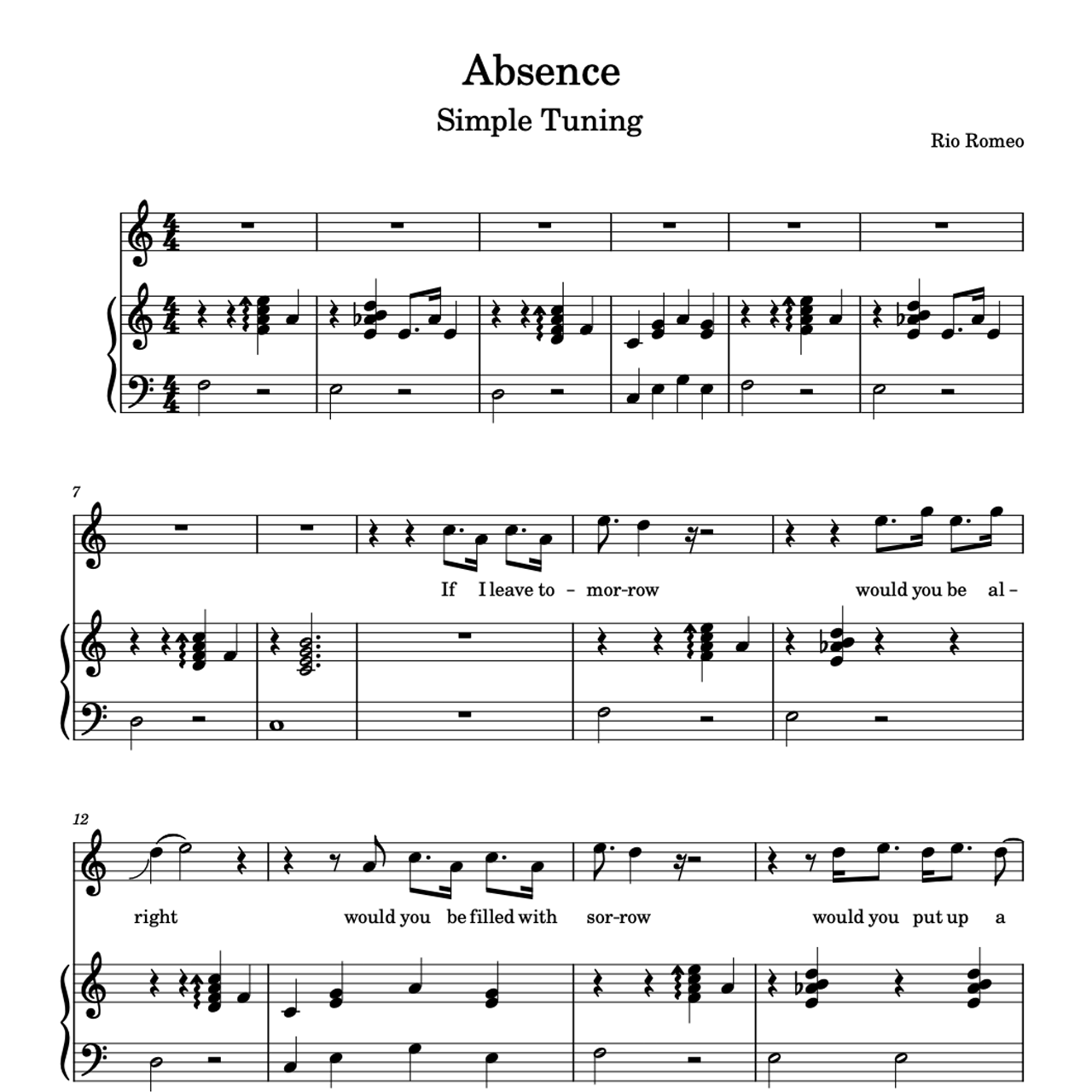 ABSENCE SHEET MUSIC